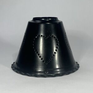 Vintage Heart Punched Metal Black Yankee Candle Topper Farmhouse Style 2 Pcs Set